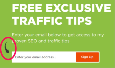 تستخدم Backlinko سهماً واحداُ لتوجيه الزائر نحو الاتجاه الصحيح